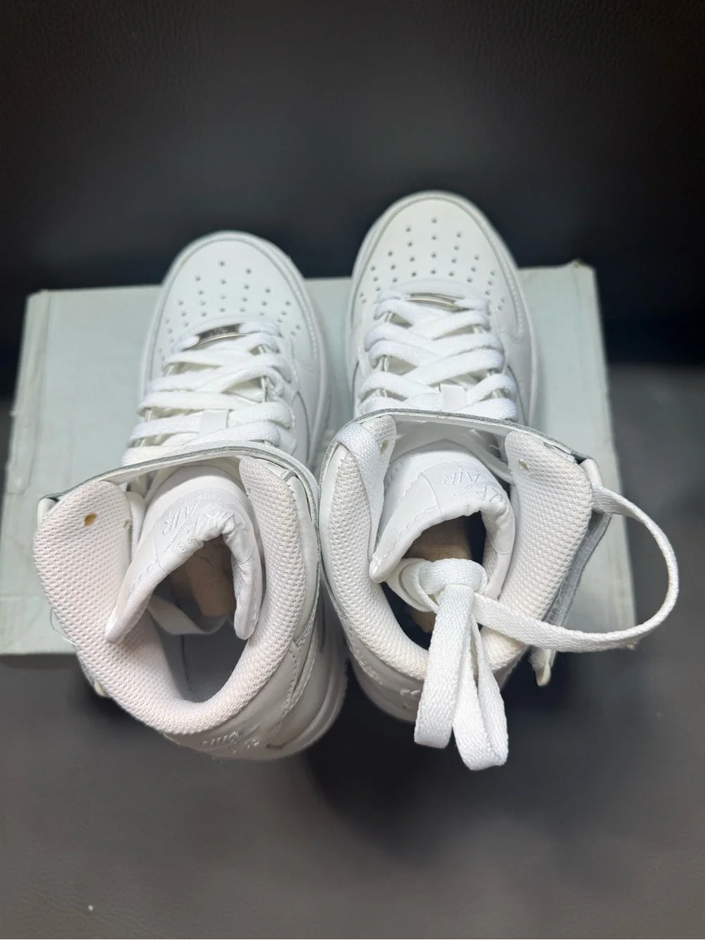 Nike Air Force MID (GS) Sneakers 314195 113 White/White/White Kids Size 3.5Y New